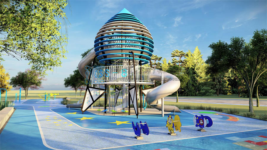 太空飛船簡約造型無動力游樂設備