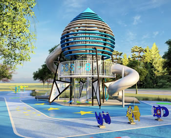 太空飛船簡約造型無動力游樂設備