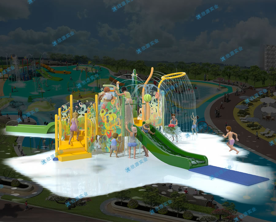 雙滑道水上滑梯組合